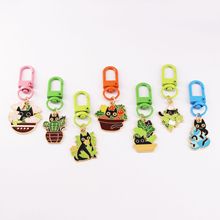 可爱创意盆栽钥匙扣小猫咪Airpods挂件滴油金属U盘防丢包包拉链扣