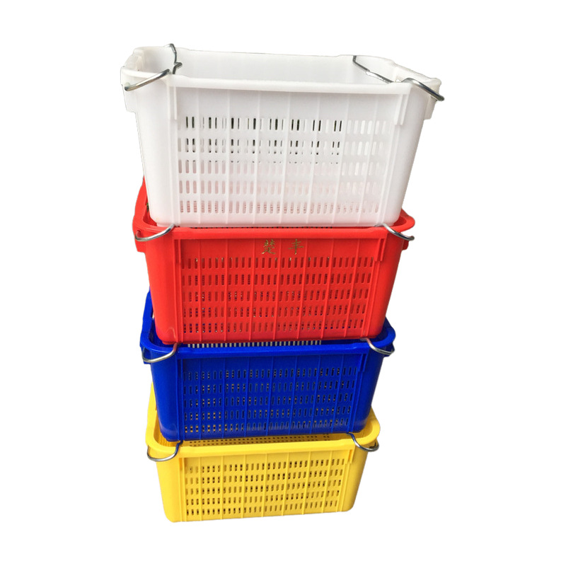 厂家现货北京天津上海带铁耳的水果箩筐 食品农业配送周转框