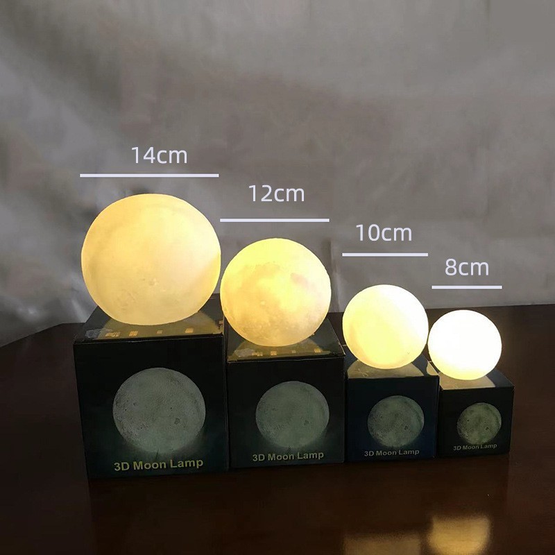 3D月球灯时尚创意纽扣电池小夜灯布景摆件氛围景观灯LED发光圆球|ru