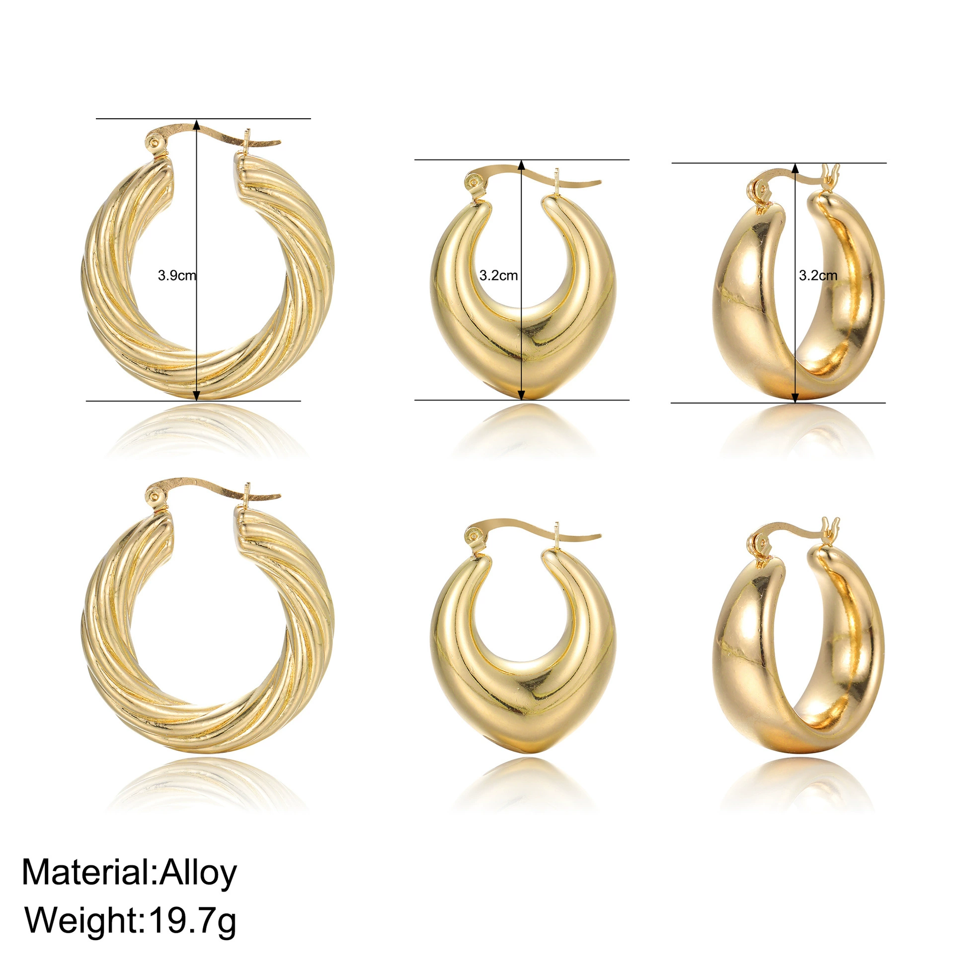 国秀 Retro earrings, set, European style, 3 pair