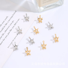 立体镂空五角星夹珍珠吊坠 耳环项链手工材料 diy饰品配件批发