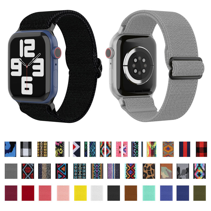 Suitable for Apple Strap Apple Nylon Strap Iwatch Strap Double Ring Woven Bag with Printed Car Line