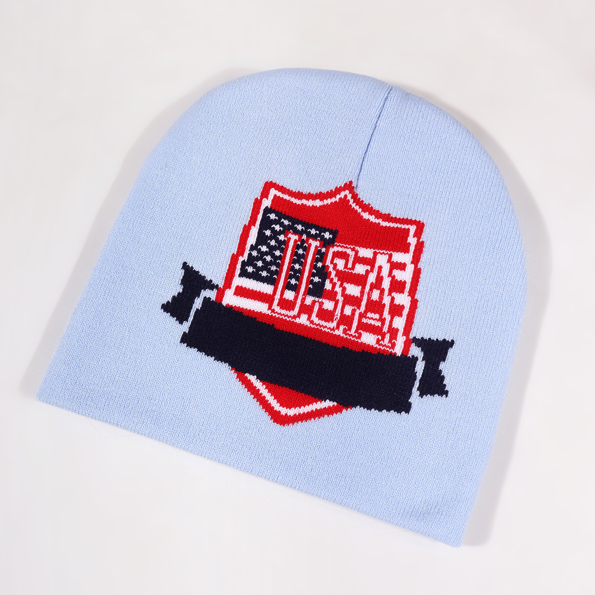 Unisex Flag shield jacquard knit cap simple_voghion.com