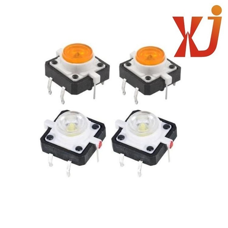 按键开关带灯12x12x7.3 带灯轻触开关12*12   轻触带灯开关六脚