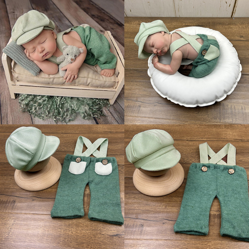 Cross-border new newborn photography clothing props confinement photo full moon baby photography supplies hat suspender pants Cross-border new newborn photography clothing props confinement photo full moon baby photography supplies hat suspender pants