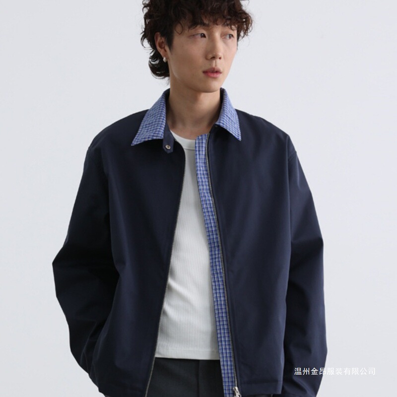 Original American Retro Plaid Lapel Jacket Casual Short Trendy Brand Retro Washed Work Jacket Couple Jacket