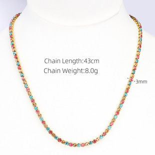 Cross-Border Hot Selling Stainless Steel Diamond Necklace 2024 Autumn and Winter New Women's Titanium Steel Non-Fading Accessories Zircon Necklace