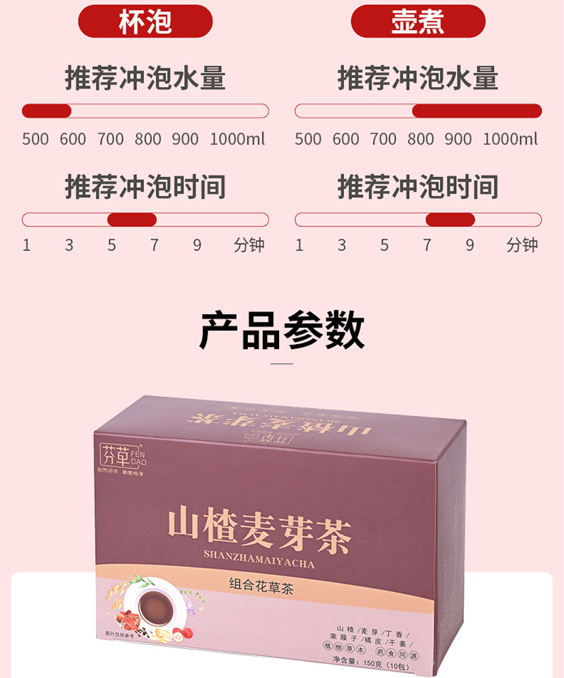 Hawthorn Malt Tea Blend Shan Zha Mai Ya Cha 150g Digestive Herbal Flower Tea preparation