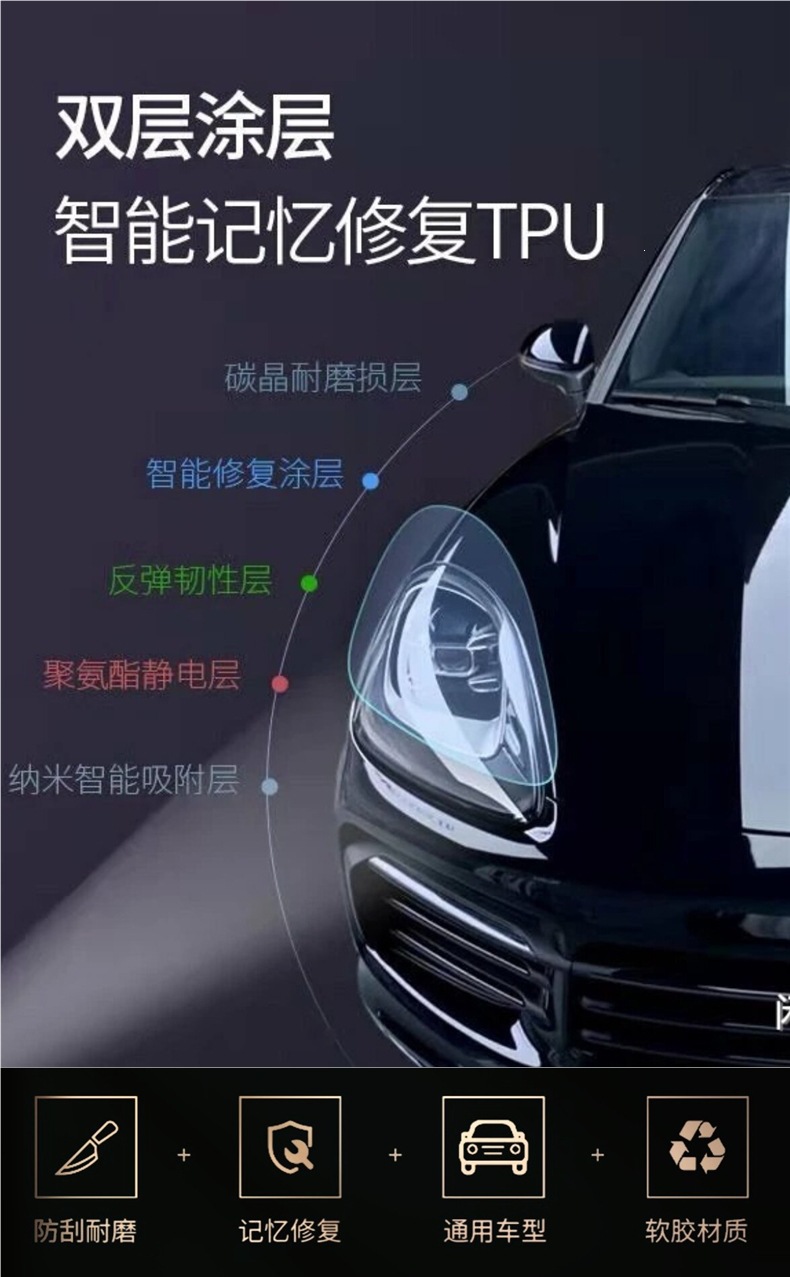 Car Light Film Tpu Color-Changing Blackened Light Black Headlight Taillight Soft Protective Film Glossy Black Deep Black Rear Light Film Blackening
