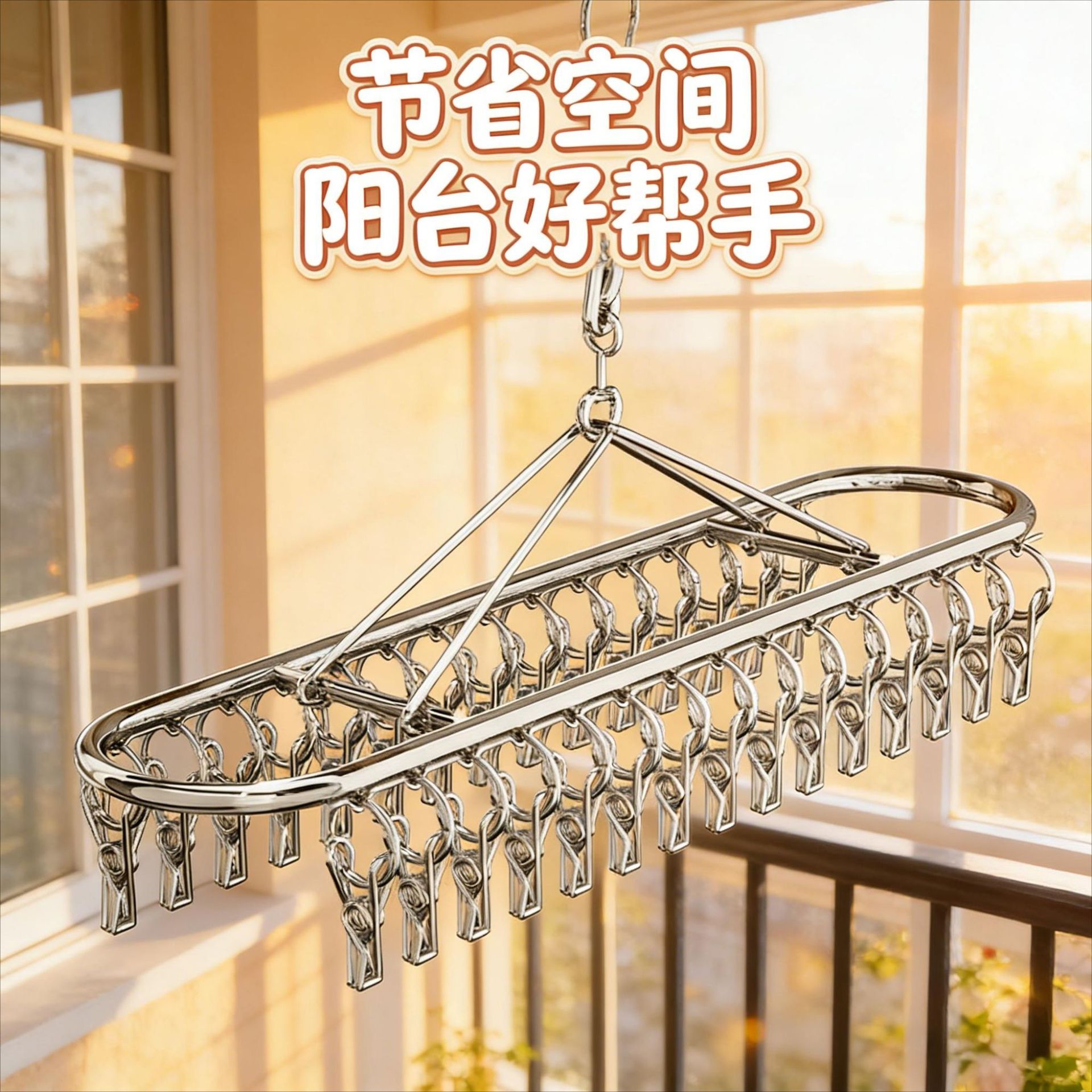 袜子晾晒架多夹子不锈钢阳台挂凉内衣架子多功能晾衣架晒袜子神器