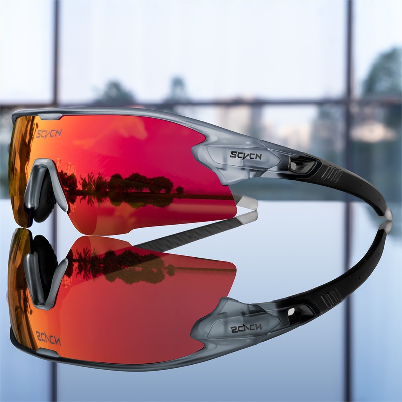 TS2-Q-3L-42 모래 투명 회색 프레임 검정색 발 꼬리 3 렌즈 (다채로운 빨간색 + 투명 필름 + 편광 필름)