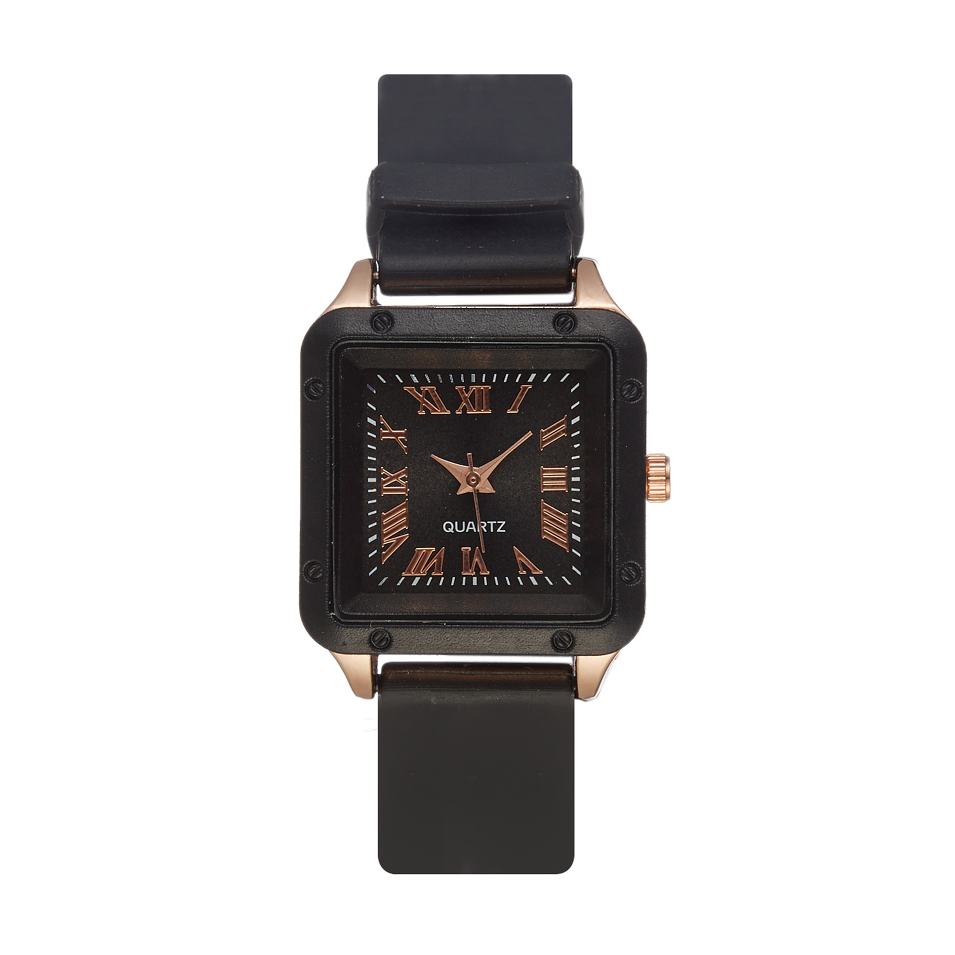Women's Quartz Watch Silicone Strap Elegant Roman Square Dial_voghion.com