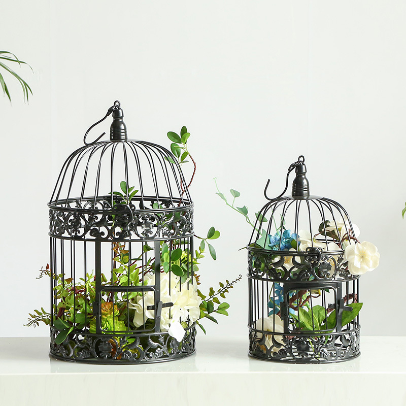 European Iron Decorative Bird Cage Wedding Window Bird Cage Ornaments Wedding Photography Bird Cage Black Props Bird Cage