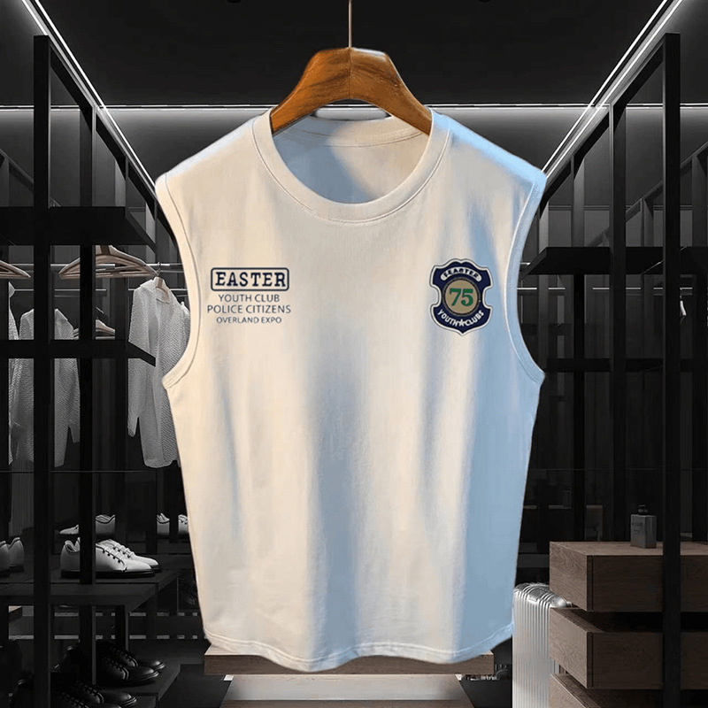Herr tanktop i ren bomull med tryck för sommar och sport_voghion.com