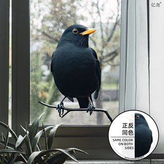 爱客JD34161跨境热销黑乌鸦贴画玻璃贴 窗户装饰免胶可移除静电贴