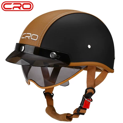Motosiklet kaskı (dəbilqə) — and Electric Bikes, Japanese-Style Helmet - cro-summer-helmet-matte-black-transparent-mirror-black-tea-mirror-m-55-56cm-head-circumference