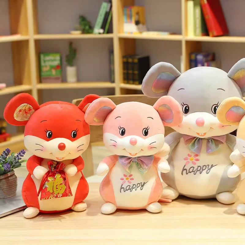 Cute juguete de peluche ratón muñeca zodiacal almohada ratón bebé muñeca muñeca para niños par