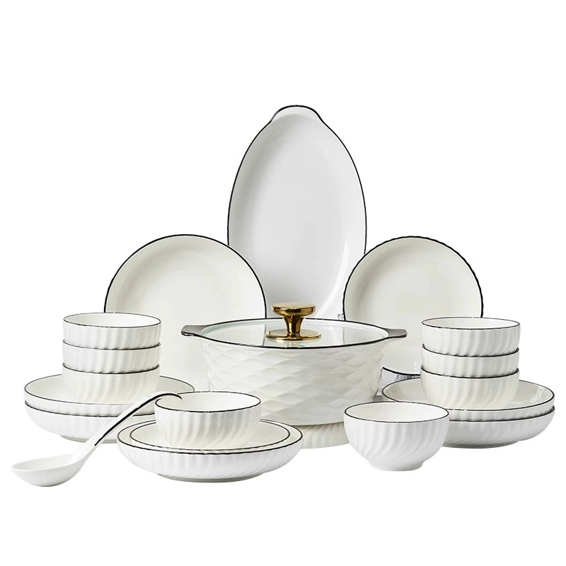 Bowl set, ceramic underglaze tableware, multi-piece options (8–59 pcs)