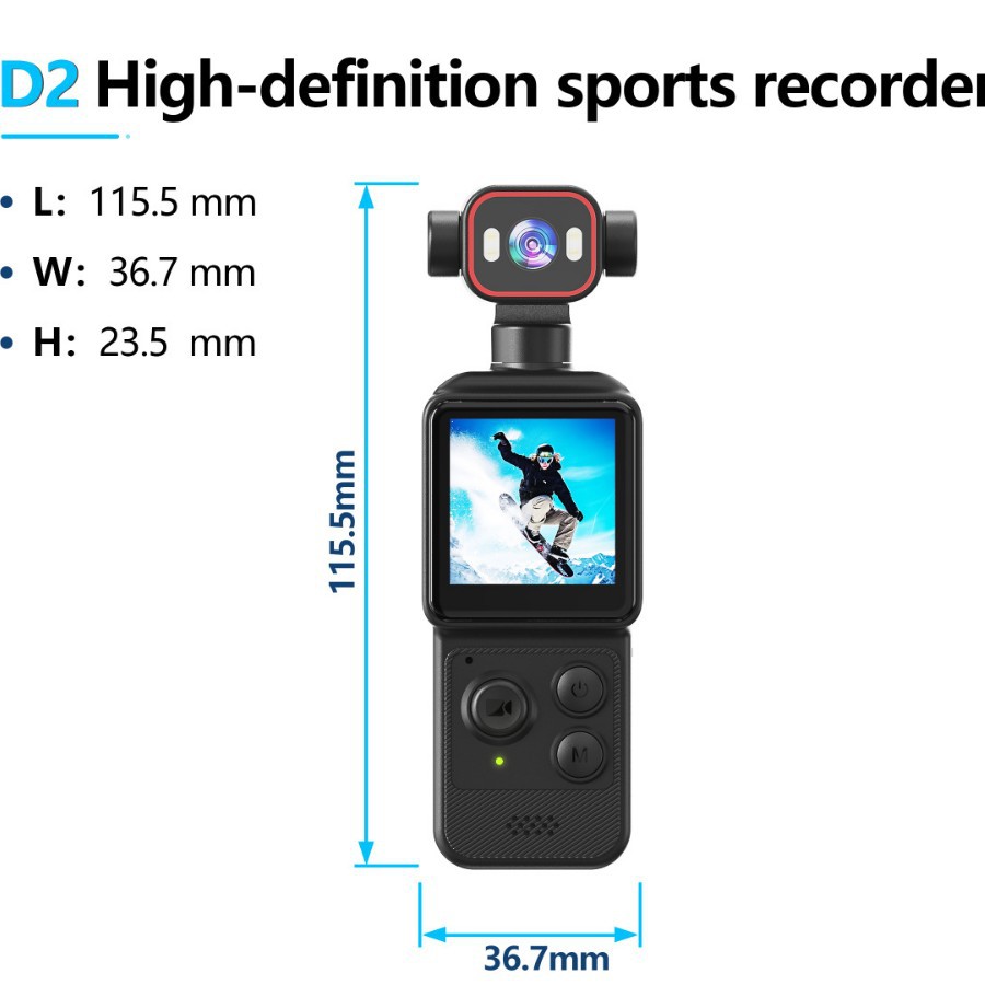 4K HD Pocket Sports Camera con pantalla anti-vibración Camera de viaje al aire libre grabadora VLOG inteligente