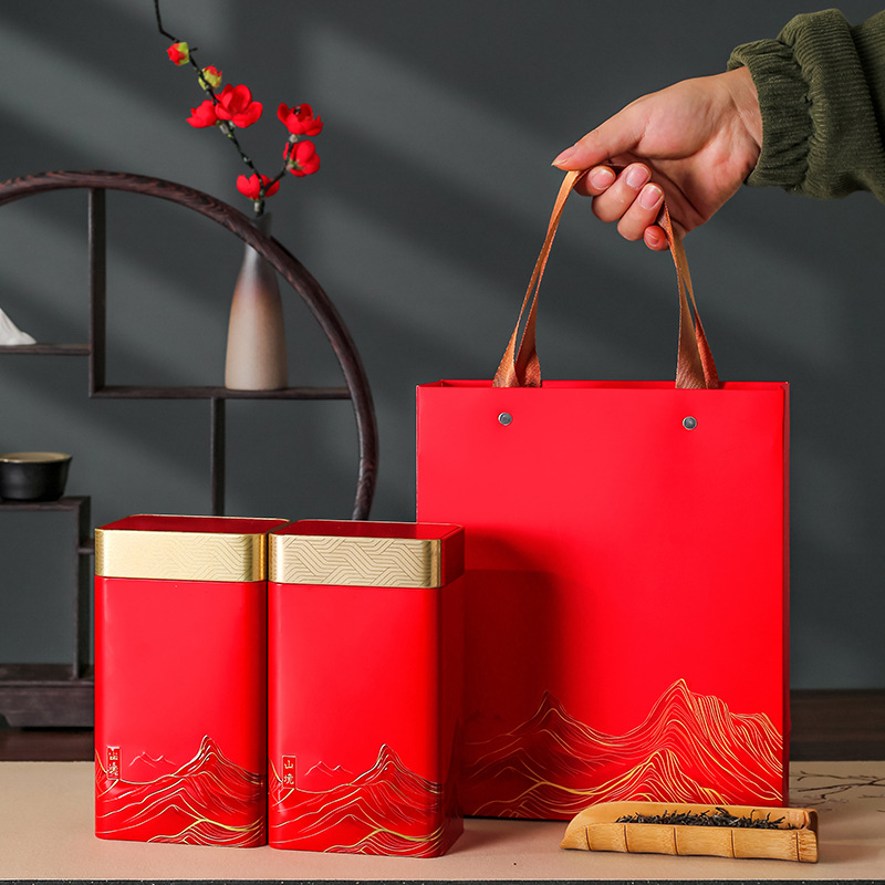 茶叶罐铁罐储茶密封罐大号绿茶一斤装铁观音古树红茶包装盒空礼盒