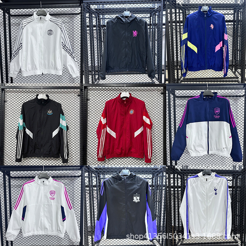 Retro Club Windbreaker Jacket Thickened Tottenham Inter Milan Liverpool Chilean Palmeiras Hooded Jacket