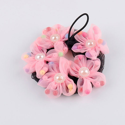 Flower Drawstring Hair Net Dance Headband for Girls, Braiding Magic Head Flower Hair Net Bag Round Hair Cap for Braiding