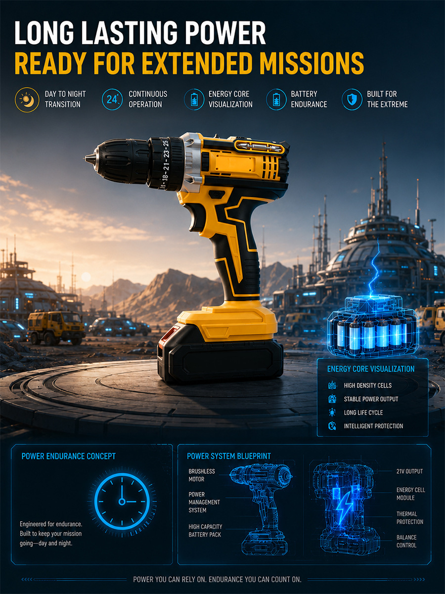 21V Cordless Lithium Impact Drill Handheld Electric Drill Dual Speed Charging Drill Pistol Grip Drill Electric Screwdriver Drill Set