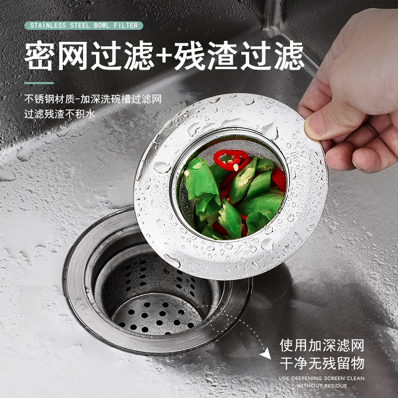 廚房水槽過濾網不鏽鋼殘渣網洗菜盆水池漏斗下水道地漏提籠防堵蓋