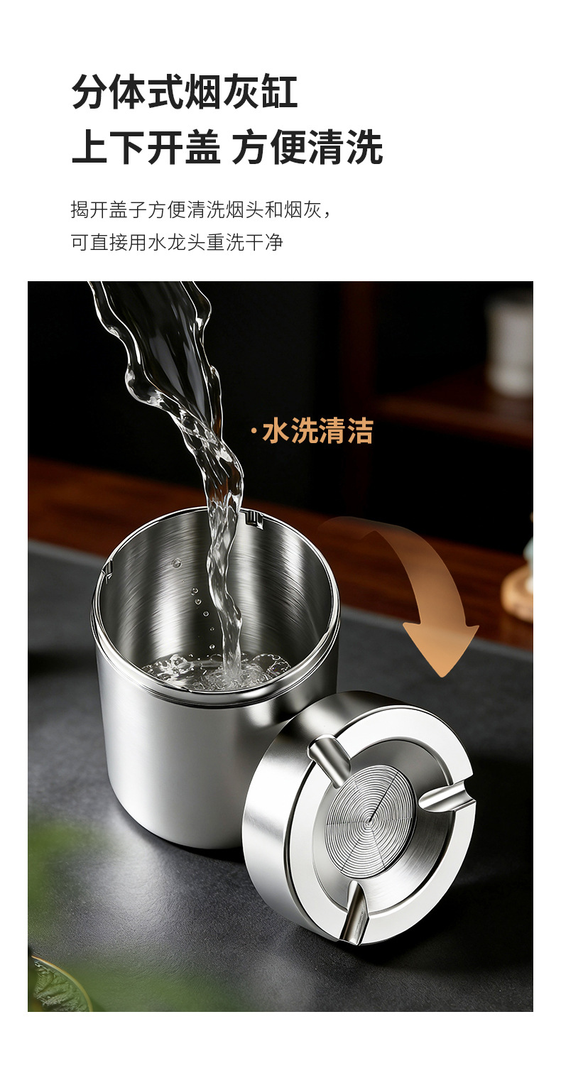Car-mounted ashtray, rotating, fully enclosed, creative, anti-spill, light luxury aluminum alloy with lid, suitable for home and office use