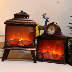 New style fireplace charcoal firewood stack flame lantern ornament Christmas scene decoration decoration clock pendulum decoration
