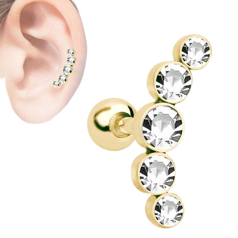 Europa y América nuevo acero inoxidable checa diamante Stud pendientes oído hueso Ding piercing joyería