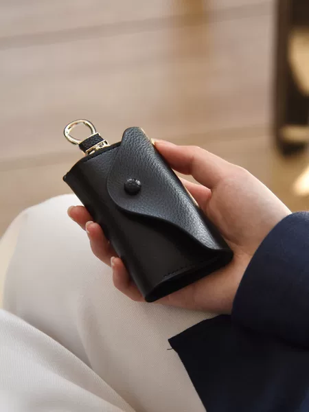 Genuine Leather Car Key Case, Large Capacity, Multifunctional, Waist-Hanging Key Holder, Simple and Practical, Multi-Card Slot Case