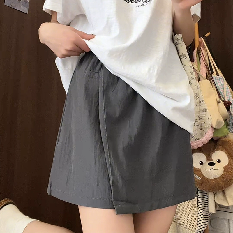 Серые женские брюки-кюлоты Yamamoto, летние тонкие, новинка 2025 года, с высокой талией, утягивающая короткая юбка трапециевидной формы, маленькая юбка, закрывающая ягодицы