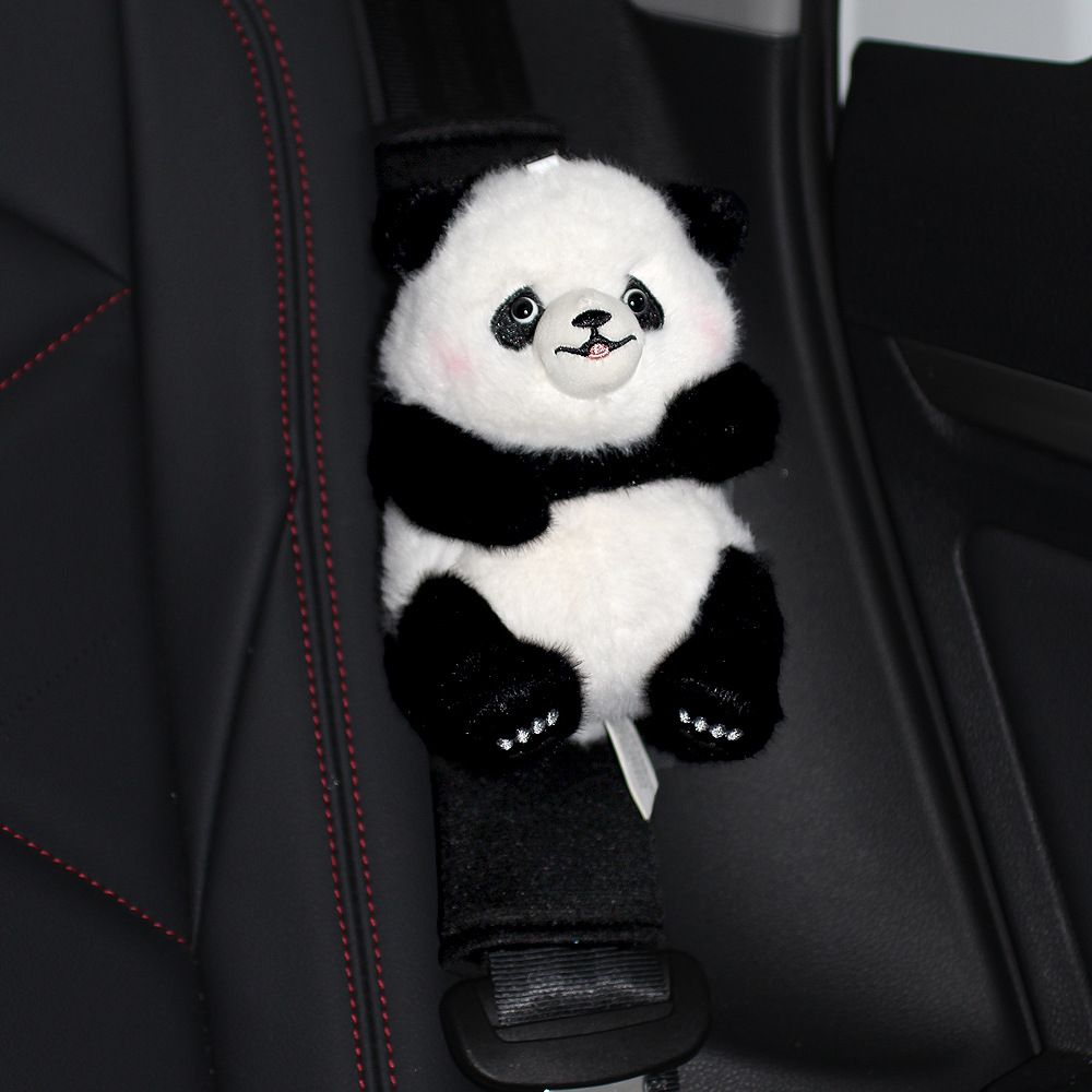 Protector de Hombro de Peluche Panda para Cinturón de Seguridad, Decorativo y Suave, para Auto