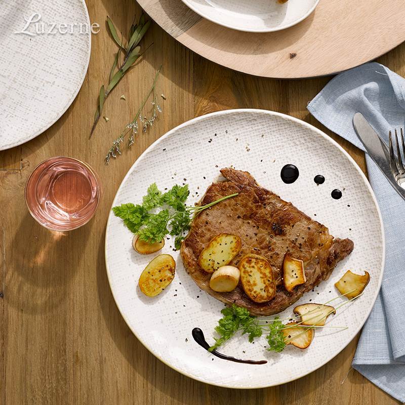 Transfronterizo LZ Lucang perla patrón de tela de lino blanco lujo ligero vajilla de cerámica simple japonesa, platos, platos, platos de pescado, platos de sopa