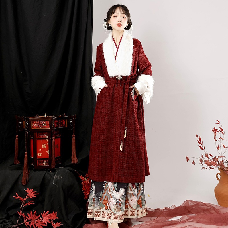 Original Xunshuangxue Hanfu Women's Chinese Style Han Elements Coat Top and Horsehair Skirt Set 8977