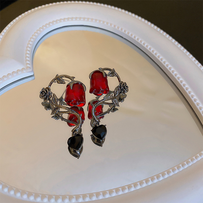 Aguja de plata 925 irregular Flor de Oro pendientes francés retro metal frío estilo Corea del Sur Internet celebridad pendientes para mujeres