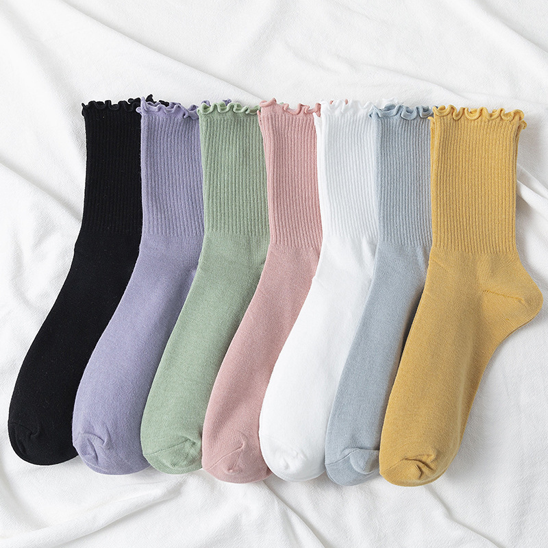 Spring and Autum Pile Socks for Women Japanese Style Retro Color Forest Cotton Socks Mid-Tube Curled Calf Short Boots Socks Set Xiaohongshu