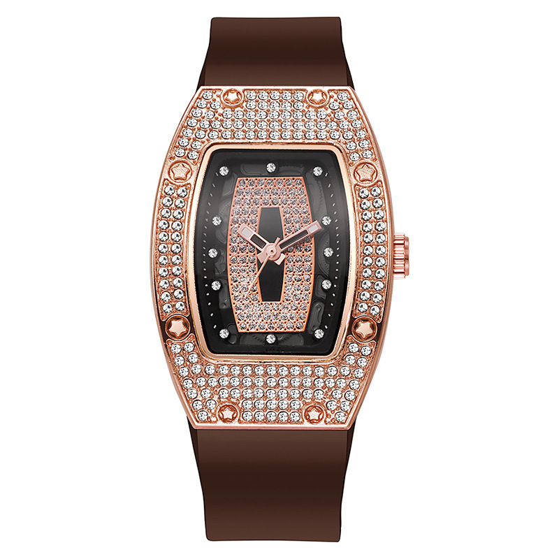 Liu's Wine Barril en forma de diamante cinta de cuarzo reloj de mujer tendencia de moda temperamento reloj de mujer reloj de silicona al por mayor