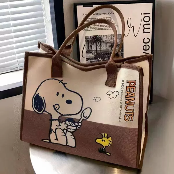 Printed Cartoon Canvas Large-Capacity Tote Bag for Women New Portable Shopping Bag Tutoring Bag Wholesale