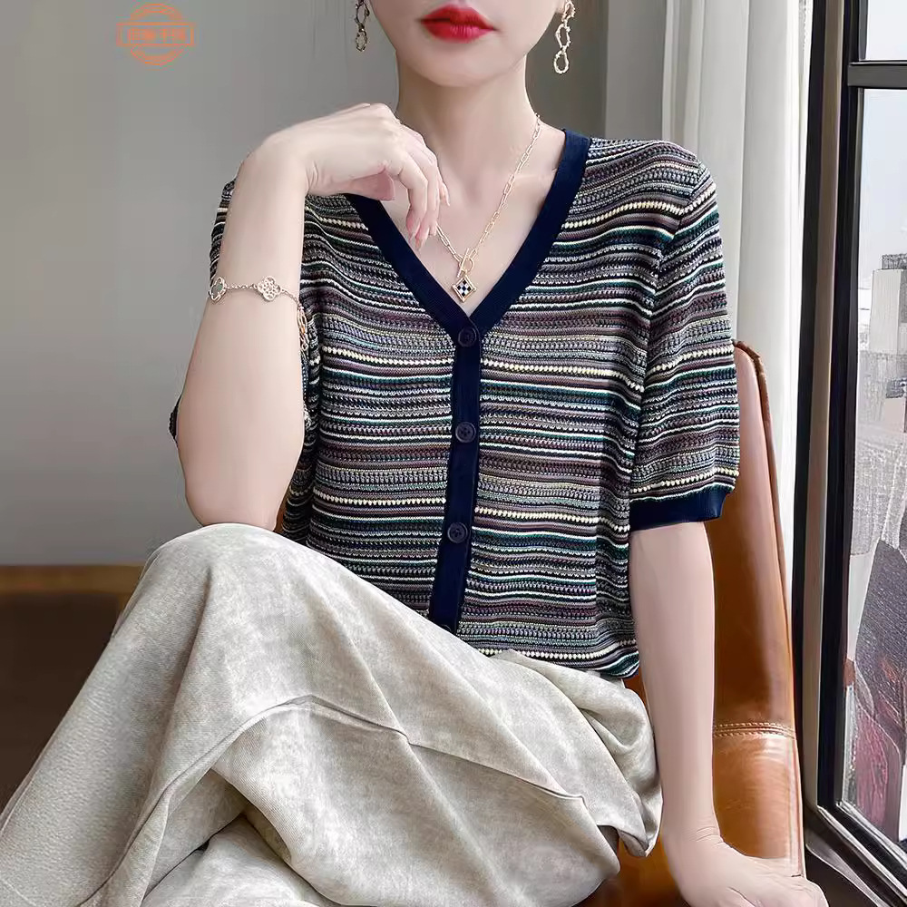 Design retro summer thin short sleeve T-shirt