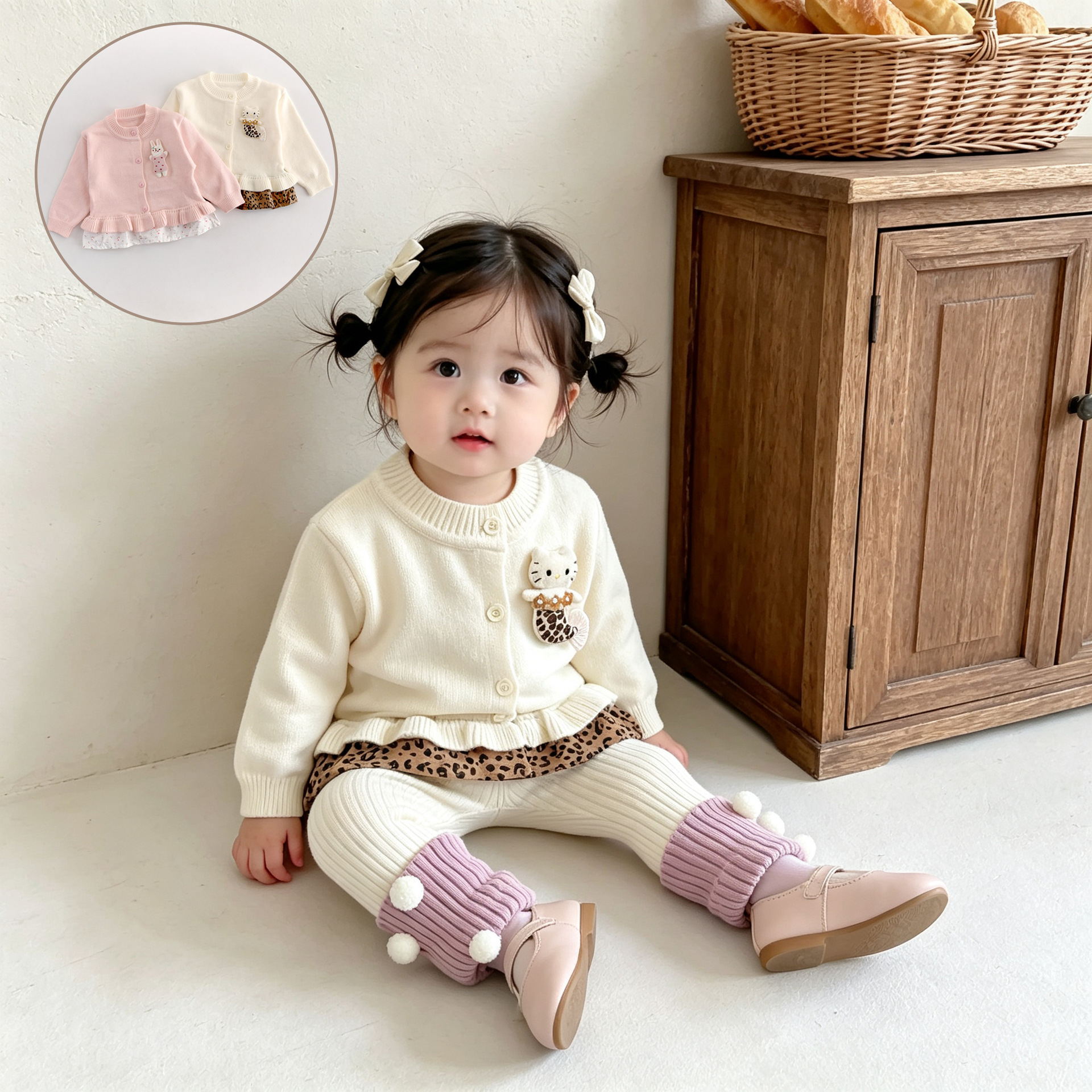 Girls' Autumn Sweater 2026 New Style Sweet 3D Cartoon Knitted Cardigan Girl's Stylish Sweater Coat