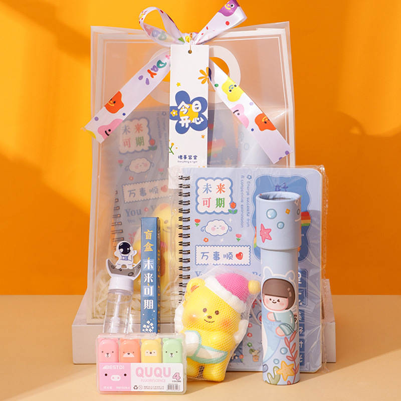 Bolsa de Regalo Creativa para la Vuelta al Cole, Bolsa de Regalo de Papelería, Bolsa de Regalo Transparente de Plástico de Alta Gama, Bolsa de Regalo