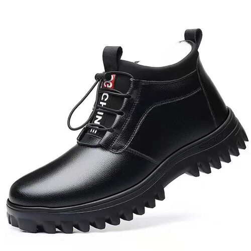 Men's Cotton Shoes Winter Warmth Padded High-Calf Leather Men's Shoes Thick Cotton Leather Shoes for Middle-Aged and Elderly Fathers Snow Boots Wholesale