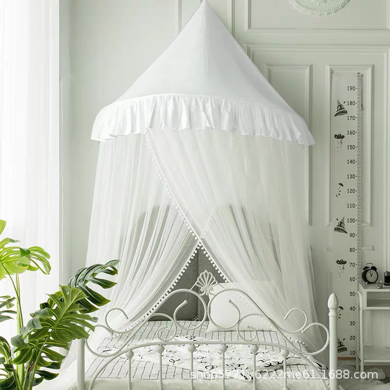 Mosquito Nets Nordic Children Boys and Girls Princess Wind Semi-round Ceiling Dome Baby Bed Mantle Floor-standing Anti-mosquito Air-blocking Air-conditioning