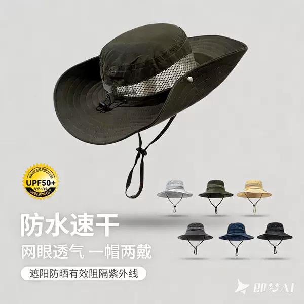 Fisherman's Hat for Men, Summer Hat, Mountaineering Hat with Large Brim, Outdoor Sun Protection Hat, Quick-Drying Hat for Cycling, Fishing Hat