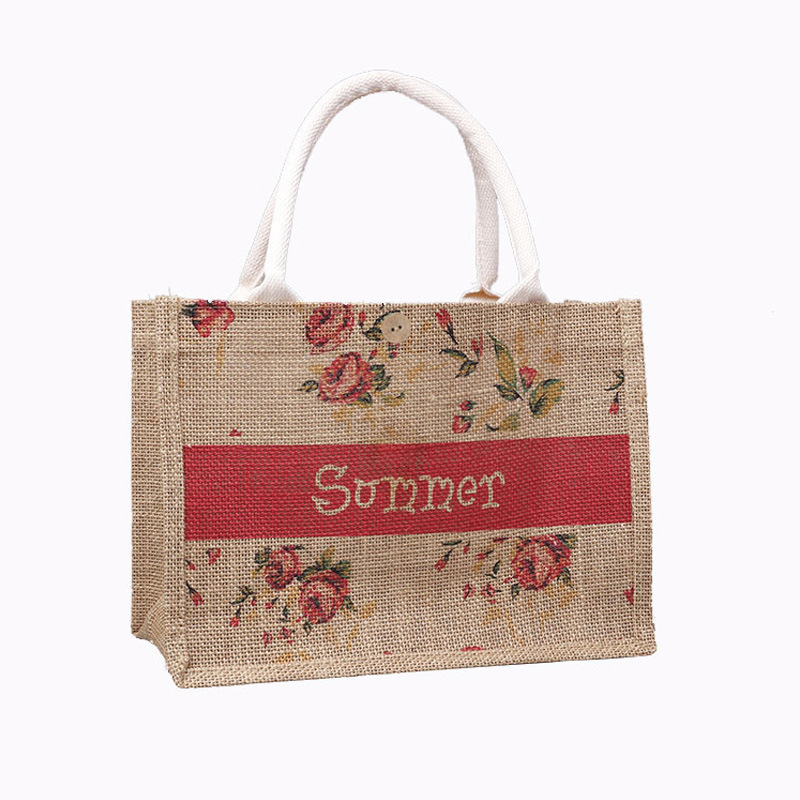 Bolsas de lino retrógradas en blanco pintadas bolsas de lino de gran capacidad personalizadas simples bolsas de lino de mano personalizadas