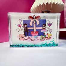 厂家直供金银粉雪花异形亮片流沙液体5寸相框创意家居装饰摆件台