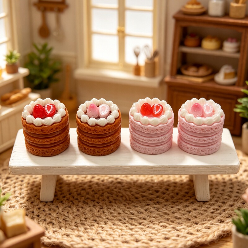 Miniature cake simulation bakery shop miniature food toy dollhouse decoration model keychain pendant accessory