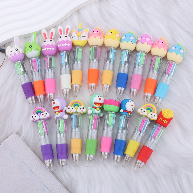 Mini bolígrafo de cuatro colores de dibujos animados bolígrafo de 4 colores lindo portátil libro de mano de estudiante bolígrafo multicolor papelería pequeño regalo